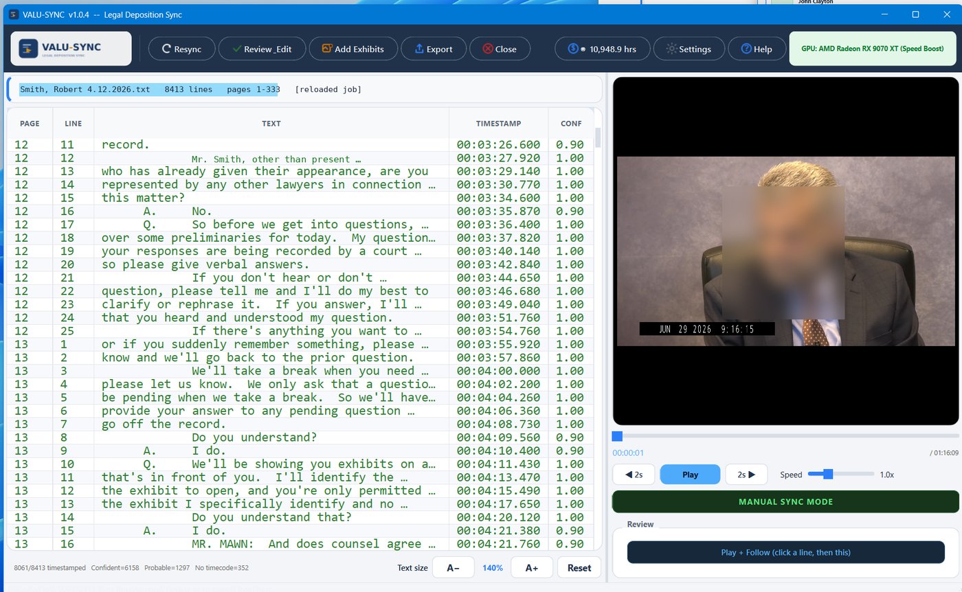 VALU-SYNC deposition transcript synced to video